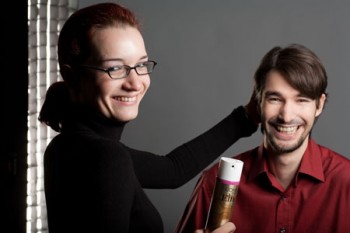 Micha und Tatiana am Set für das Autorenfoto